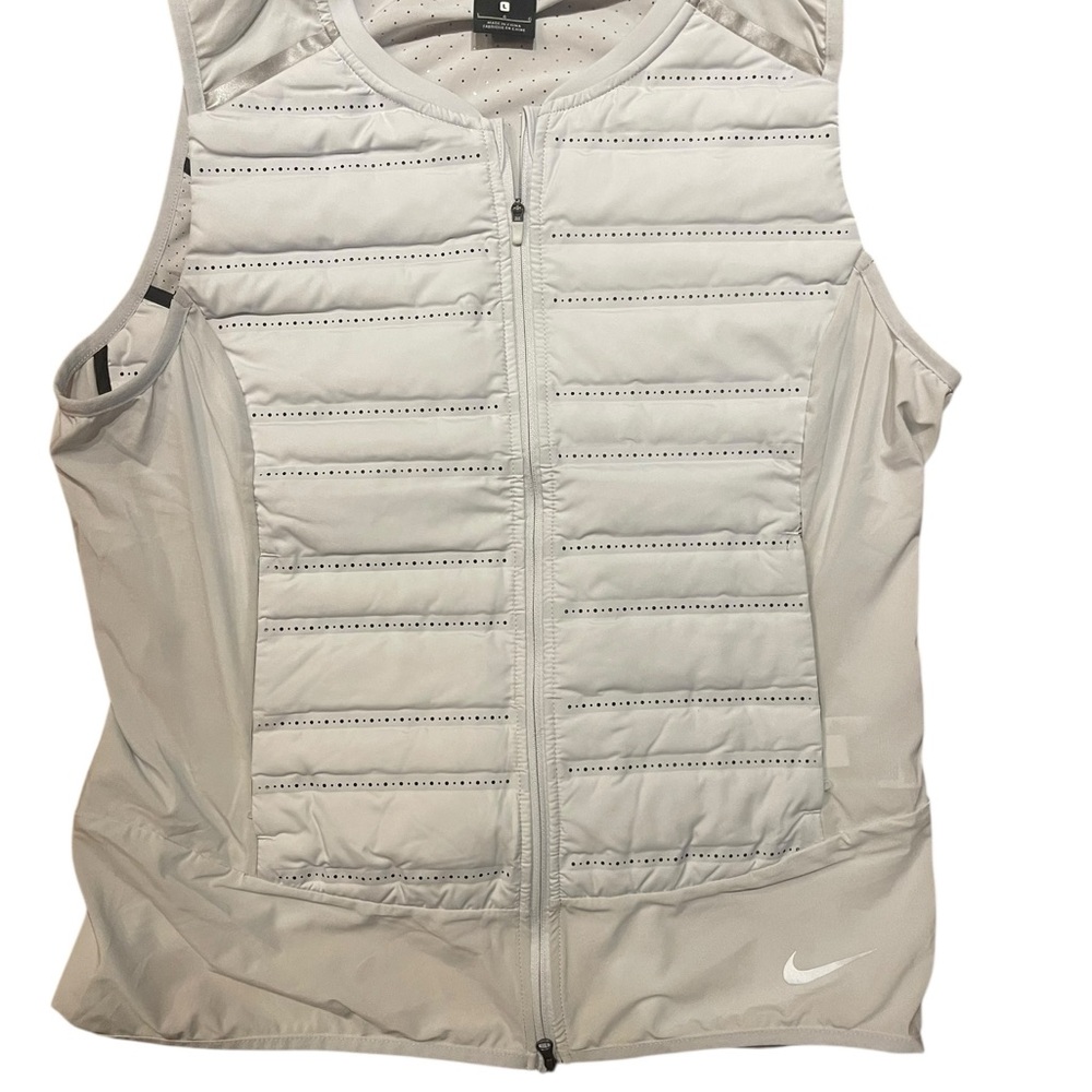Nike Light White Quilted Zip-Up Athletic Running Vest